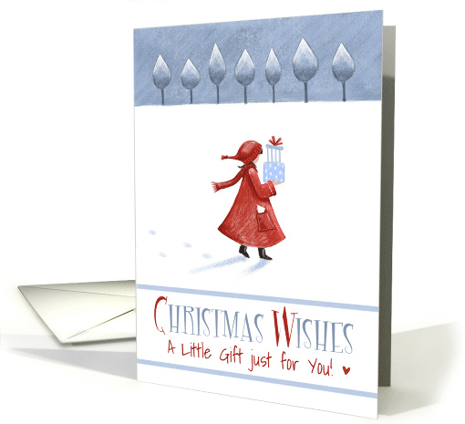 Gift Money Card Girl with Red Coat in Snow Christmas card (1744356)