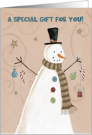 Money Wallet Christmas Holiday Folk Style Snowman card