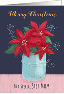 Step Mom Merry Christmas Poinsettia Flower Vase card