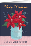 Granddaughter Merry Christmas Poinsettia Flower Vase card