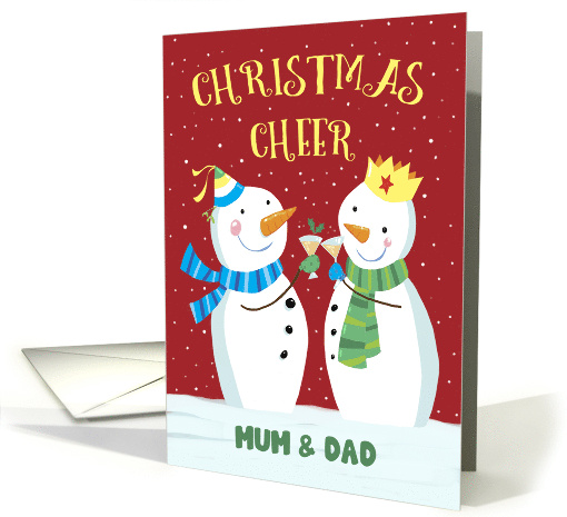 Mum and Dad Cheer Snowmen Couple Drink Glasses card (1745978)