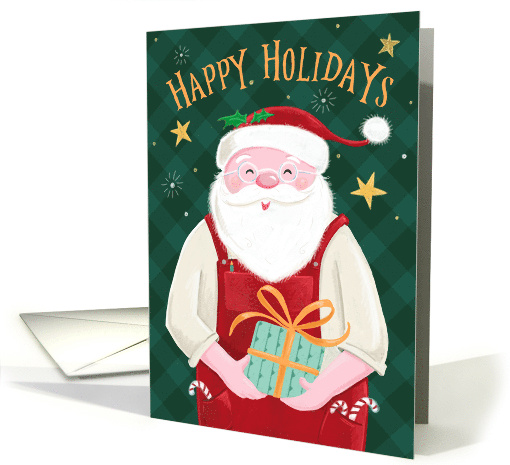 Happy Holidays Santa Claus in Red Dungarees card (1745998)