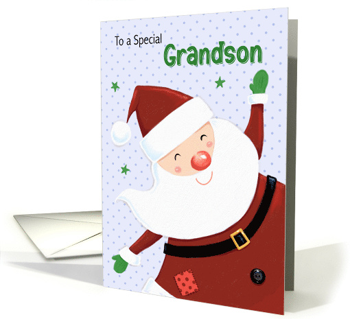 Grandson Christmas Cute Smiling Santa Claus card (1746012)