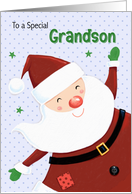 Grandson Christmas Cute Smiling Santa Claus card