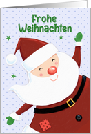 Frohe Weihnachten German Christmas Cute Smiling Santa Claus card