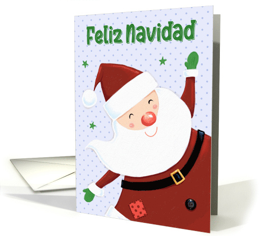 Feliz Navidad Spanish Christmas Cute Smiling Santa Claus card