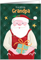 Grandpa Christmas Santa Claus in Red Dungarees card