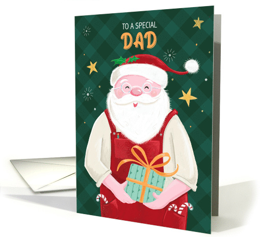 Dad Christmas Santa Claus in Red Dungarees card (1746148)