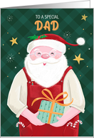 Dad Christmas Santa Claus in Red Dungarees card