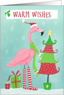 Warm Wishes Christmas Flamingo and Tree card