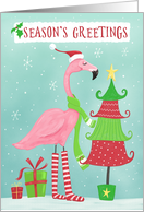 Season’s Greetings Flamingo and Tree card