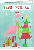 Daughter in Law Christmas Holiday Flamingo and Tree card