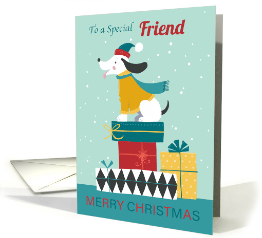 Friend Christmas Dog on Festive Parcels card (1747616)