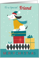 Friend Christmas Dog on Festive Parcels card