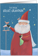 Great Grandson Christmas Santa Claus Winter Bird Table card