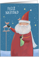 Spanish Christmas Santa Claus Winter Bird Table card