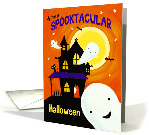 Spooktacular Halloween Haunted House with Ghosts card (1748218)