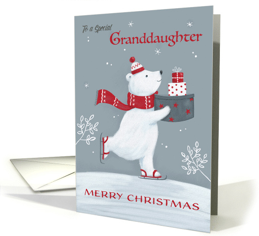 Granddaughter Christmas Polar Bear with Gifts card (1748668)