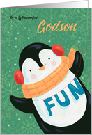 Godson Christmas Fun Penguin card