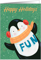 Happy Holidays Christmas Fun Penguin card