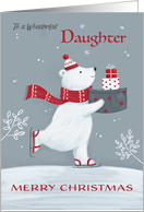 Daughter Christmas Polar Bear with Gifts card