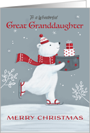 Great Granddaughter Christmas Polar Bear with Gifts card