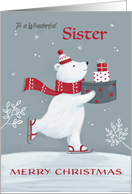 Sister Christmas Polar Bear with Gifts card