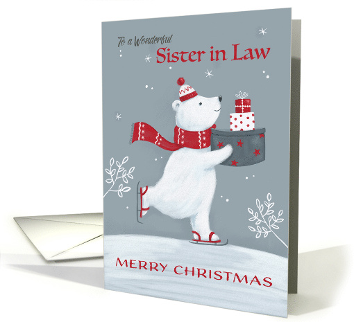 Sister in Law Christmas Polar Bear with Gifts card (1748844)