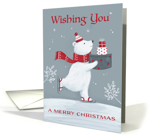 Wishing you a Merry Christmas Polar Bear with Gifts card (1748852)