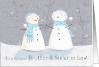 Brother and Sister in Law Christmas Soft Pastel Snowman Couple card