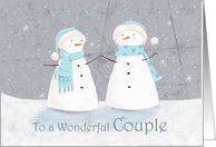 Wonderful Couple Christmas Soft Pastel Snowman Couple card