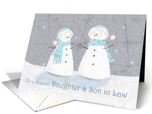Daughter and Son in Law Christmas Soft Pastel Snowman Couple card