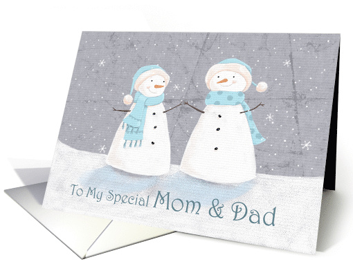 Special Mom and Dad Christmas Soft Pastel Snowman Couple card