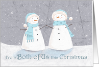 From Both of Us Christmas Soft Pastel Snowman Couple card