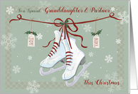 Granddaughter and Partner Christmas Skate Boots on Ribbon card
