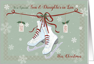 Son and Daughter in Law Christmas Skate Boots on Ribbon card