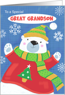 Great Grandson Christmas Cuddly Sweater Polar Bear card
