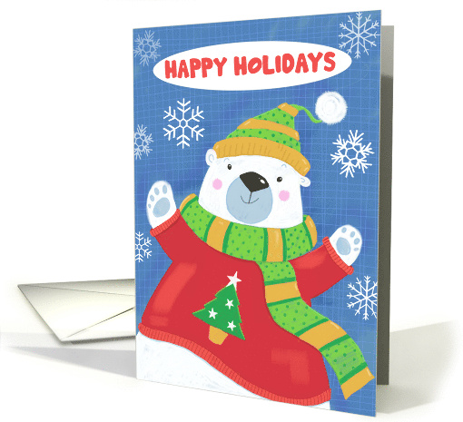 Happy Holidays Cuddly Sweater Polar Bear card (1749054)