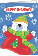 Happy Holidays Cuddly Sweater Polar Bear card