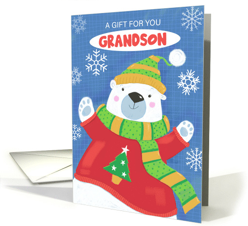 Grandson Gift Card Christmas Cuddly Sweater Polar Bear card (1749064)
