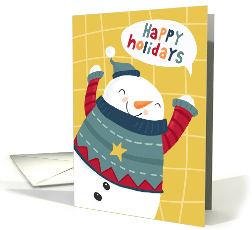 Happy Holidays Fun Cute Sweater Snowman card (1750418)