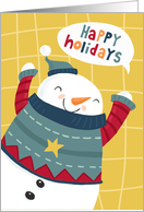 Happy Holidays Fun Cute Sweater Snowman card