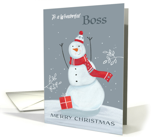 Boss Merry Christmas Grey and Red Snowman card (1750568)