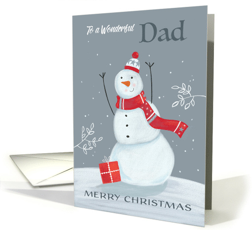 Dad Merry Christmas Grey and Red Snowman card (1750576)