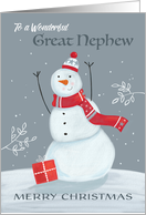 Great Nephew Merry Christmas Grey and Red Snowman card