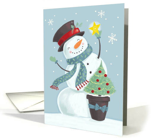 Christmas Holiday Snowman with Top Hat and Star card (1751002)