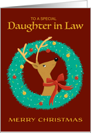 Daughter in Law Christmas Reindeer Wreath card