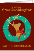 Great Granddaughter Christmas Reindeer Wreath card