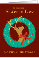 Sister in Law Christmas Reindeer Wreath card