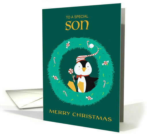 Son Christmas Penguin in Wreath card (1751102)